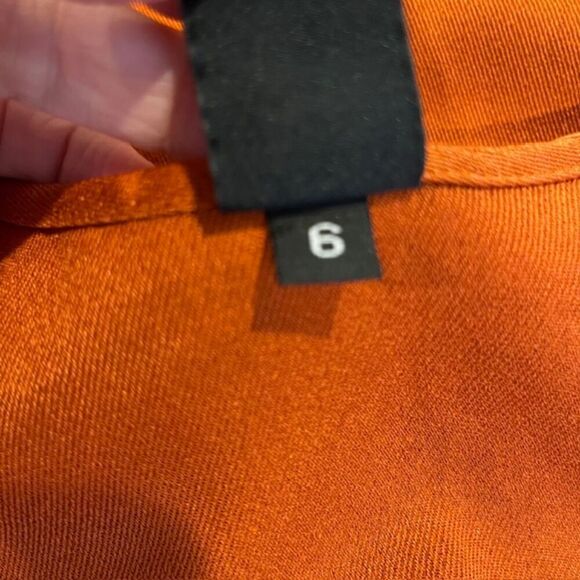 Zero + Maria Cornejo Iro Dress Rusty Orange Shift with Asymmetic Slit Hem Size 6 - Picture 8 of 13